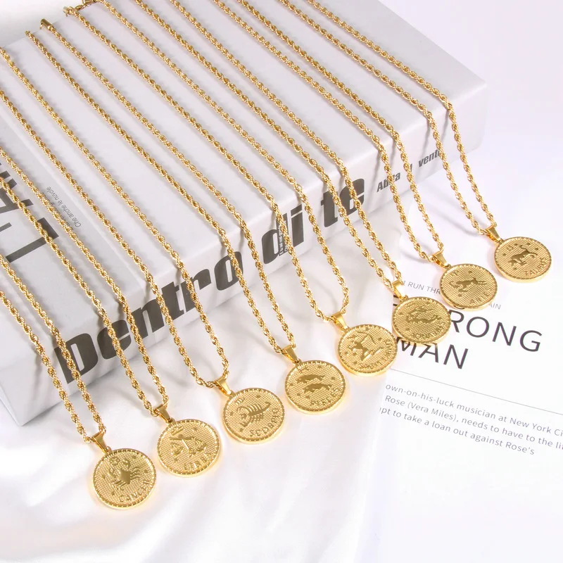 

Fashion Coin Pendant 316l Zodiac Necklace Stainless Steel