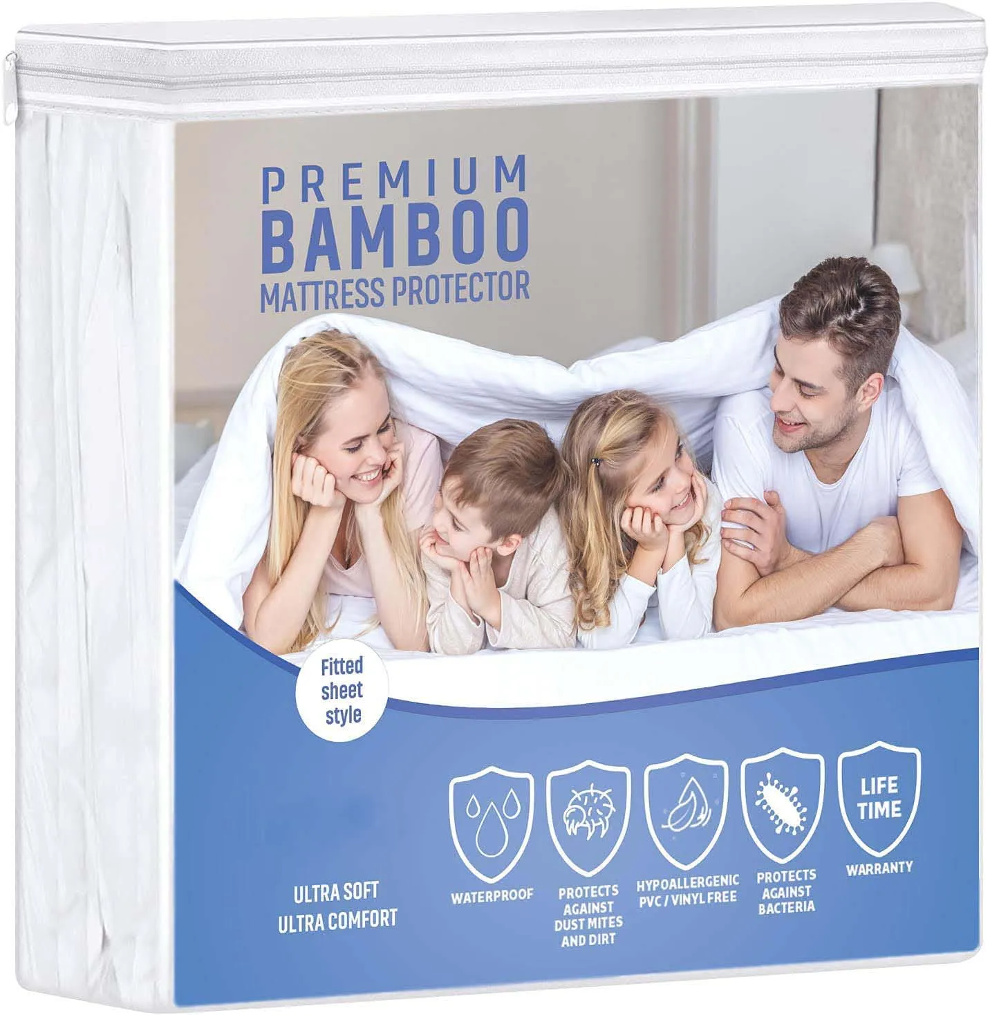

King Premium Bamboo Mattress Protector Ultra Soft Waterproof Breathable Hypoallergenic Mattress Cover for Bed Protection