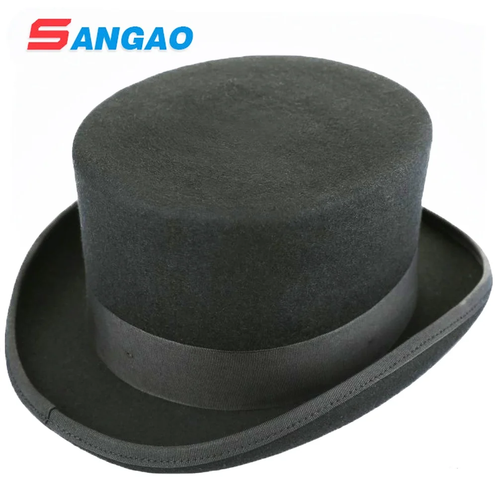 

wholesale black10cm fashion wool top hat, Black