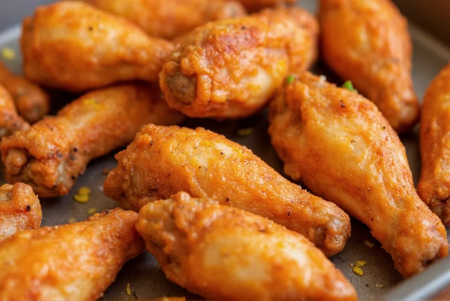 Close-up of lemon pepper buffalo wings with visible cracked black pepper and lemon zest on crispy skin