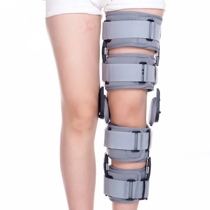 

Hinged Knee Brace Support Stabilizer Orthosis Splint Immobilizer Guard Protector ROM range of motion Adjustable Medical, Black