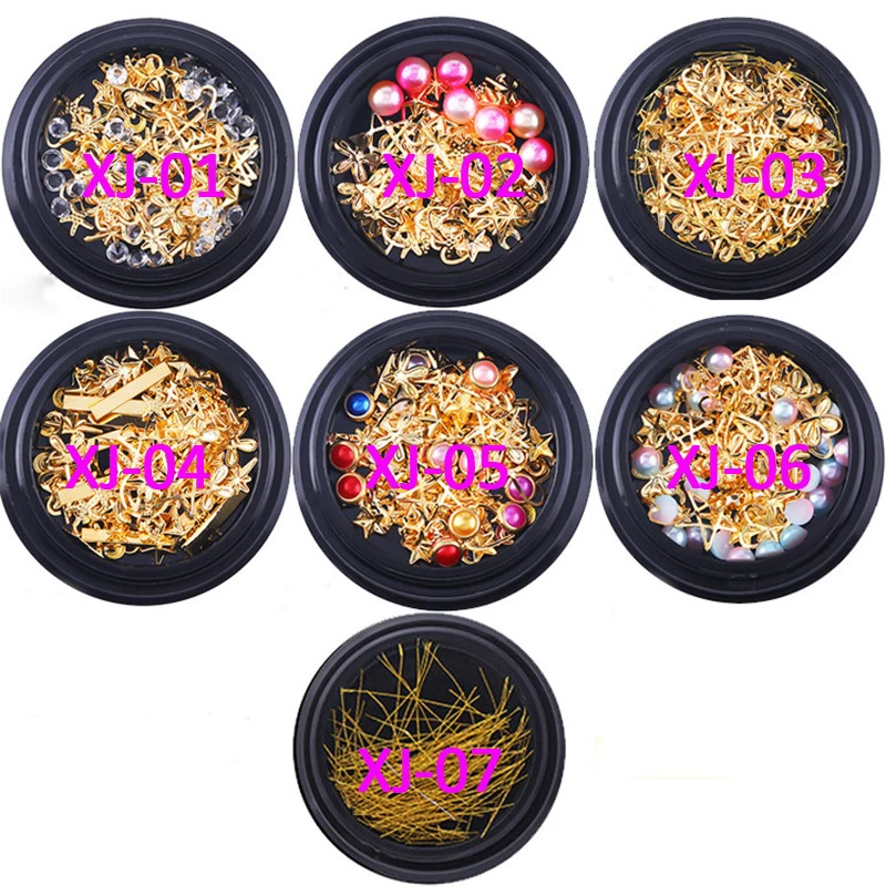 

NA038 Mixed Style Nail Art Metal Decorations supplies Pearl Crystal Stones metal beads Accessories nail designs art decoration
