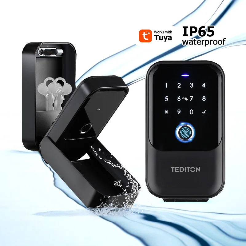 

Tuya Wireless Wifi Outdoor Wall Mounted Anti theft Electric Fingerprint Lock Key Safe Box ttlock app smart airbnb door lock