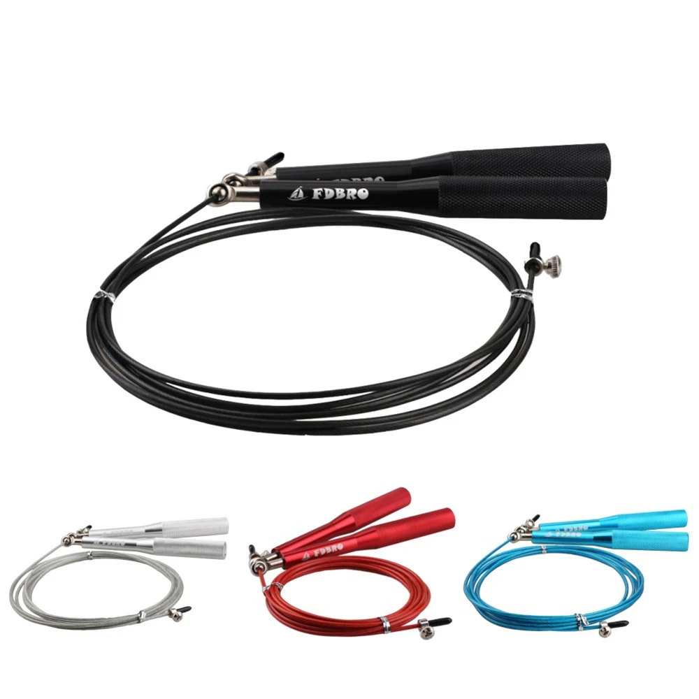 

New FDBRO Adjustable Stainless Steel Wire Aluminium Handle Speed Heavy Skipping Jumping Rope gym equipment, Black blue red sliver