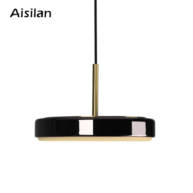 2020 kitchen minimalist atrium round black and golden led pendant drop light chandelier