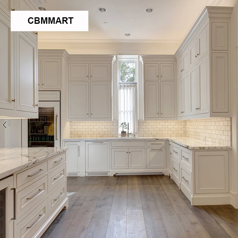 European Customized Apartment Wooden White Shaker Style Kitchen Cabinet ...