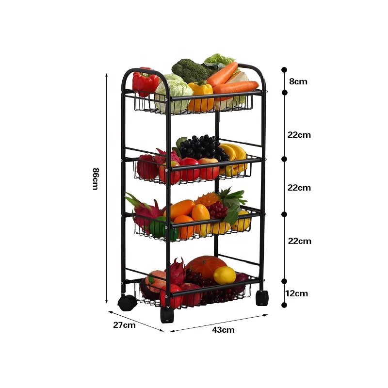 

High-quality Stainless Steel Large-capacity Vegetable And Fruit Shelves, Black
