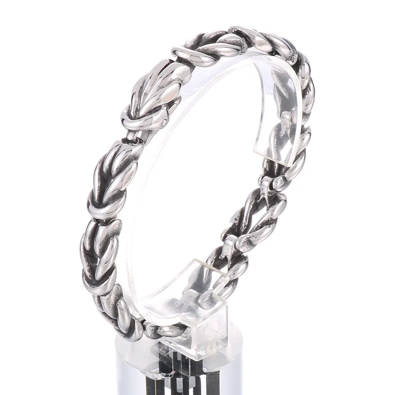 KALEN 210mm Men Original Worn Effect Stainless Steel Knot Shape Links Bracelets