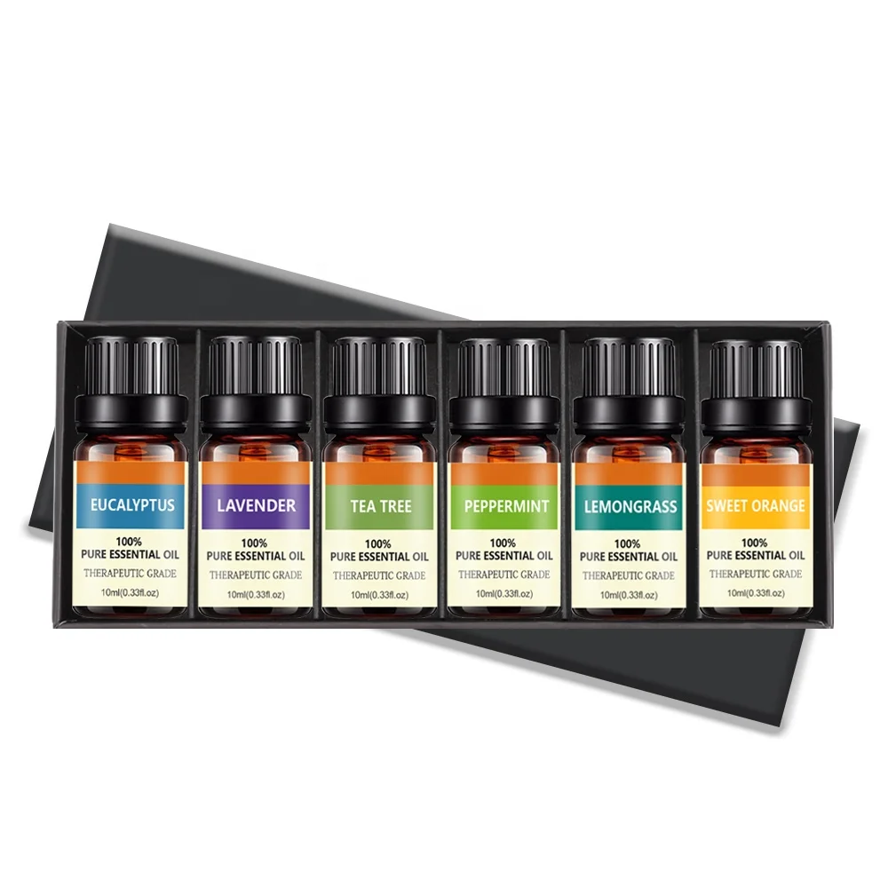 

Hot Sale Gift Set 6x10 ML Private Label Premium Grade Fragrance Oils Organic Aromatherapy Oil 100% Pure Natural Essential Oil, Brown