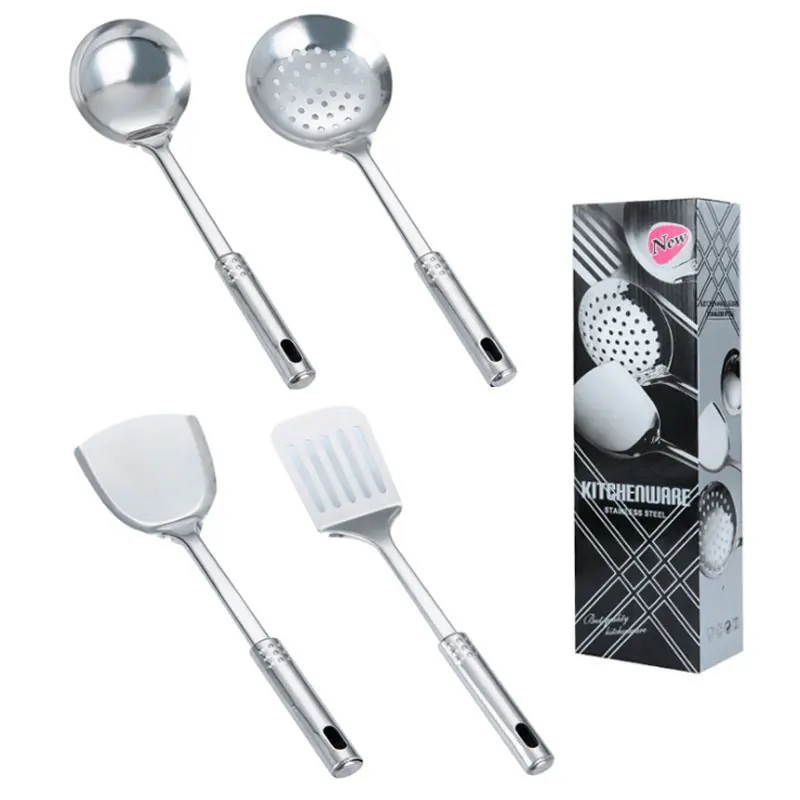 

Stainless steel kitchen utensils four-piece set of spatula slotted spatula colander soup spoon kitchen cooking supplies, Customized color