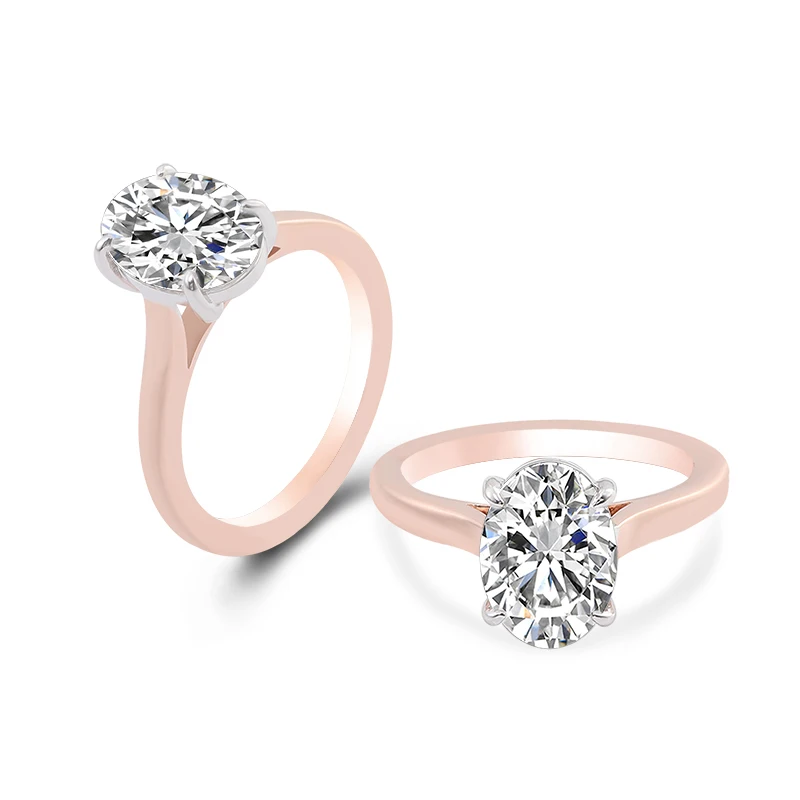 

Classic jewelry Au750 rose gold H color VS2 2.5ct oval cut lab grown CVD diamond engagement wedding ring, White,yellow and rose gold
