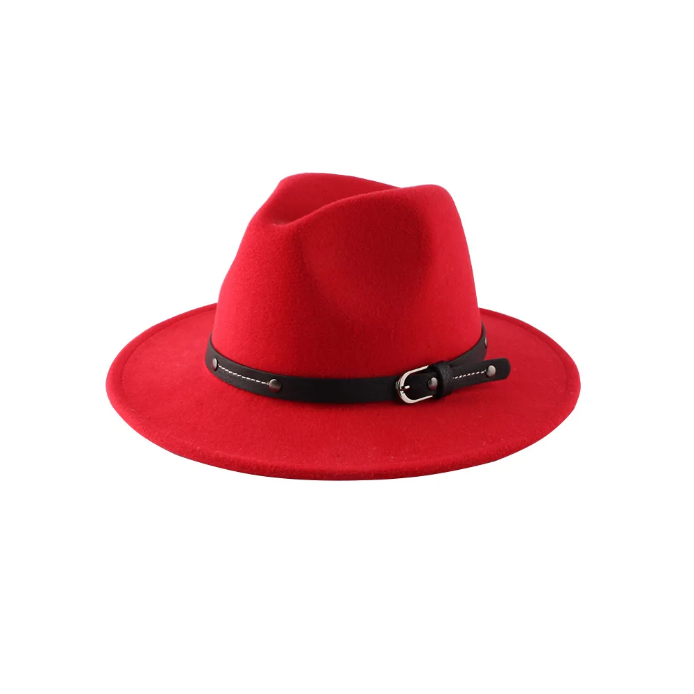 Hot Selling Wine Red Formal Fedora Straw Unisex Wool Felt Hat