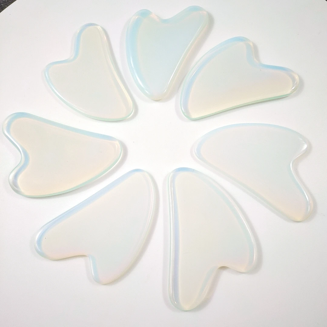 

Good price opalite gua sha massage tool natural crystal heart shape scraping board scraper tool