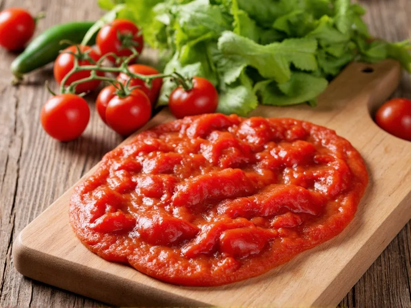 Fresh ingredients for pizza sauce on wooden board
