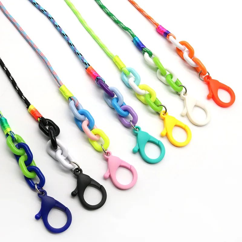 

Hot Sale Cute Colorful Smile Face Masking Hang Rope Glasses Chain Holder Facemask Lanyard Face Straps cord, As show
