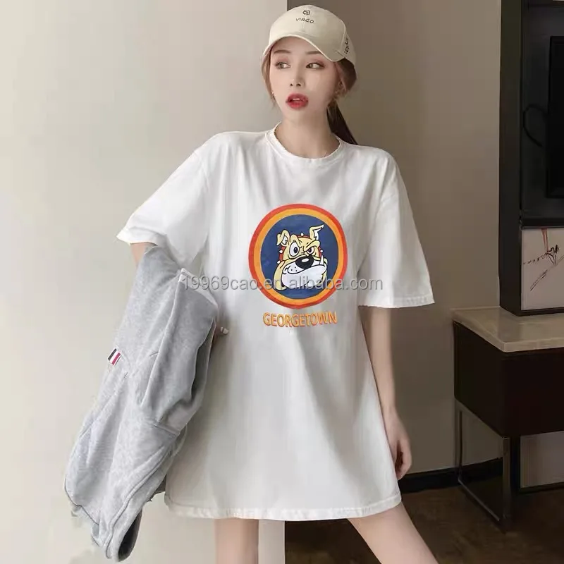 

Korea summer 2022 new medium long sleeve short sleeve T-shirt women's loose large women's wholesale, Customized color