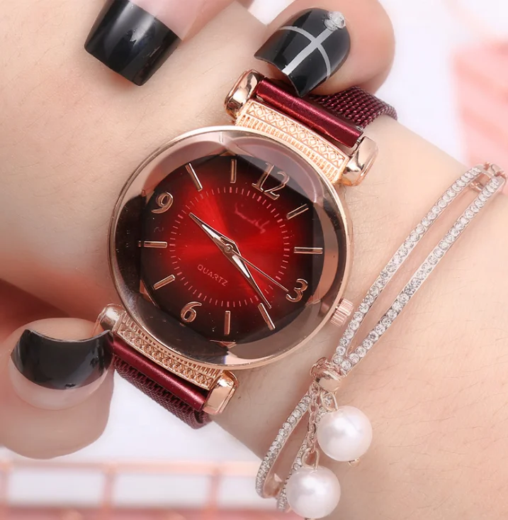 

New Design Top Luxury Women Watch Magnet Buckle Milan Mesh Strap Diamond Fancy Female Wristwatch