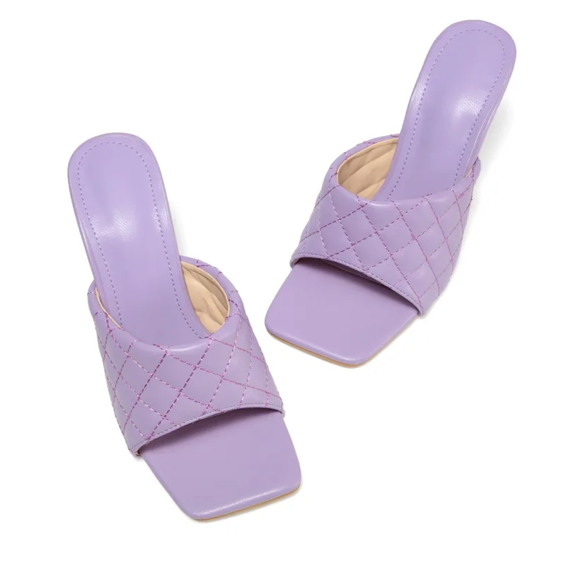 

Hot Sale Candy color Check Design High Heel Shoes Fashion Ladies Sandals, Picture