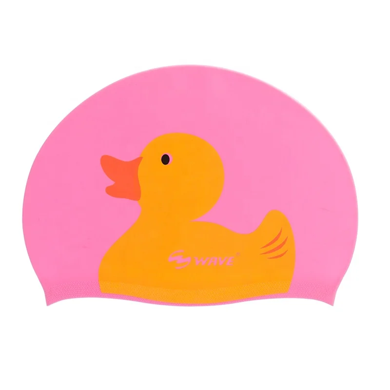 

Cartoon colorful dinosaur and duck printed silicone swim custom funny swimming cap, Black, blue,yellow,red,white,grey