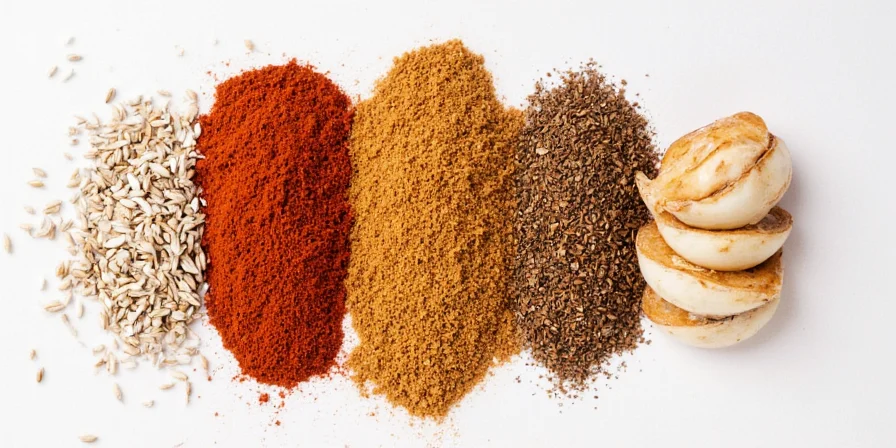 Jars filled with homemade spice blends like garam masala, berbere, and shichimi