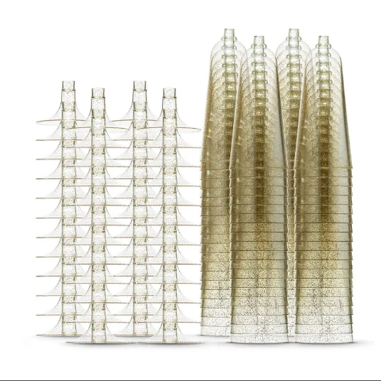 
christmas party supplies disposable clear plastic champagne flute with glitter 