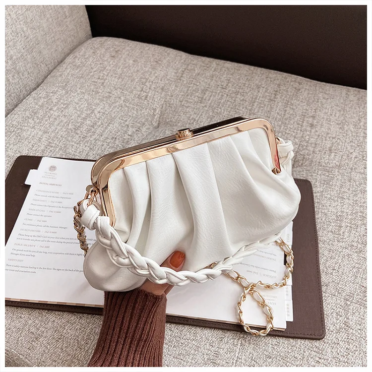 

2021 luxury fashion designer bag pu leather chain clouds ladies 2 shoulder straps hand bag for women