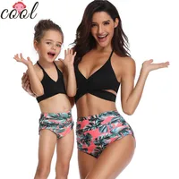 

2019 2pcs swimsuit women & daughter cute baby girls kids bikini swimwear and beachwear