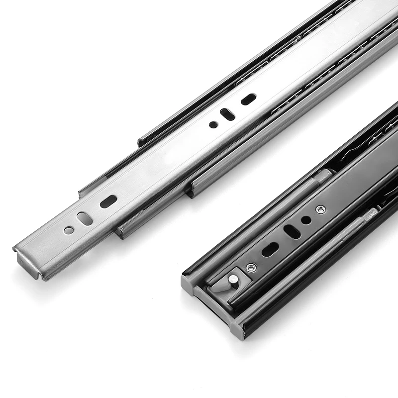 

New Cabinet Drawer Heavy Duty Buffering Telescopic Channel 45mm Ball Bearing Slides With Soft-Closing Function