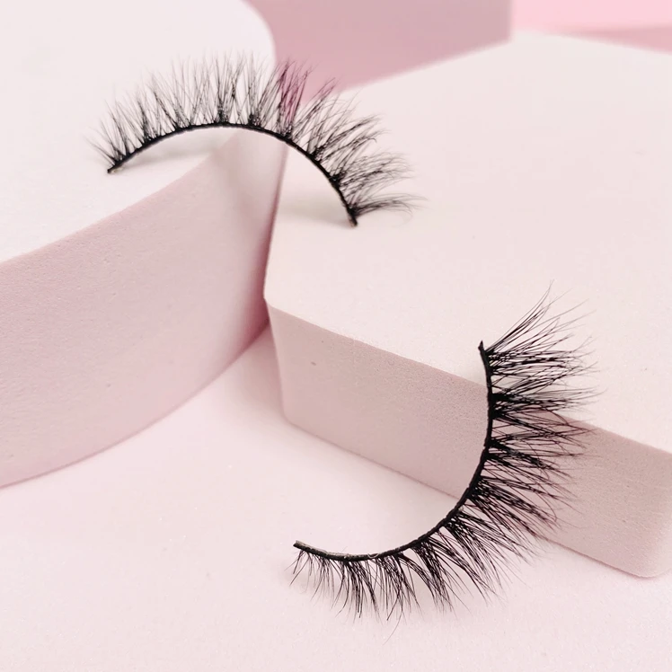 

10-12mm Luxury False Eye lash Japanese And Korean Style Beauty Makeup 3D Short natural wispy Mink Eyelashes, Natural black