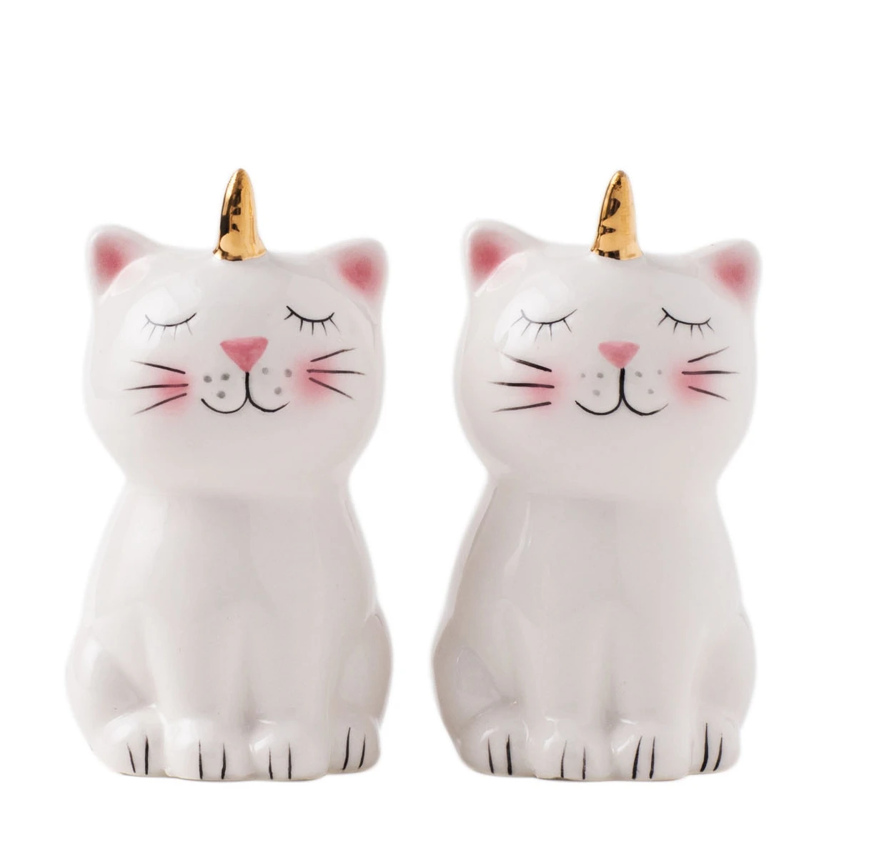 Ceramic Cartoon Cat Ring Holder Jewelry Animal Design Dish Decor Jewelry Tray Cat with Horn Ceramic Jewelry Plate