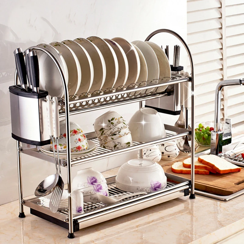 

Amazon hot sale stainless steel dish rack for kitchen dish drainer