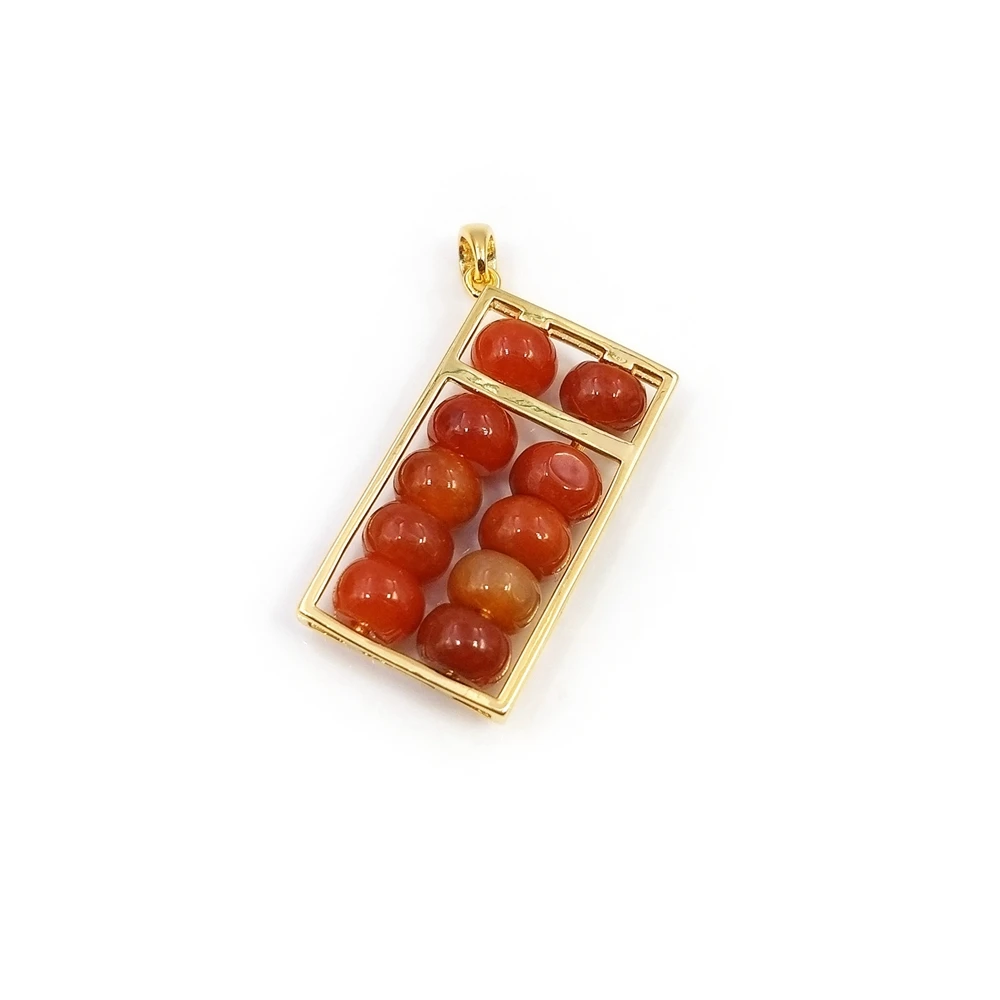 

Natural cute red carnelian jasper Bead Rectangular Chinese Element Plated Abacus jade Lucky Pendant beads jewelry, Multi natural pendant