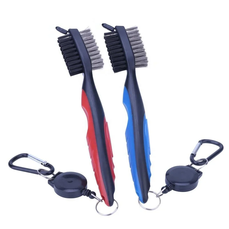 

2 Side Golf Club Brush And Club Cleaner With Spike And Clip
