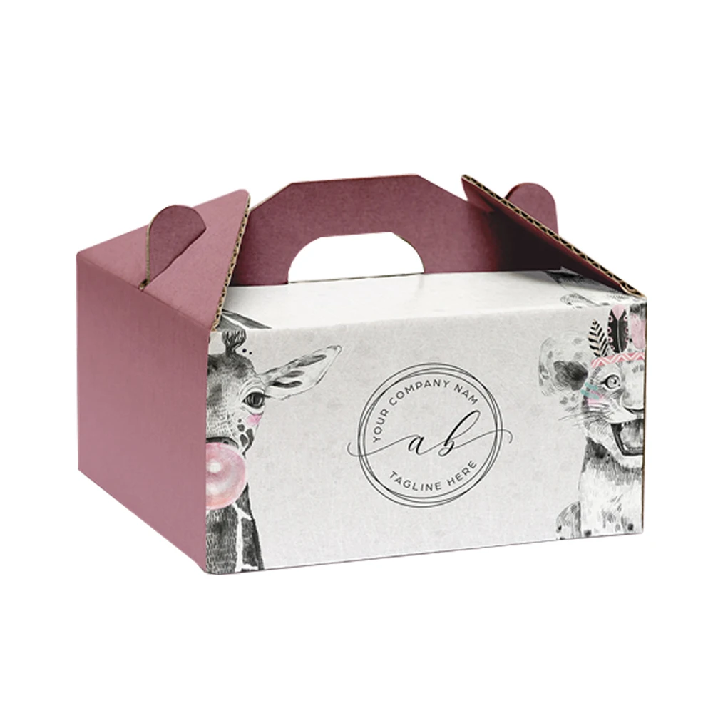 

Personalise Luxury Cake Box With Handle Square Wedding Slice Packaging Cake Box