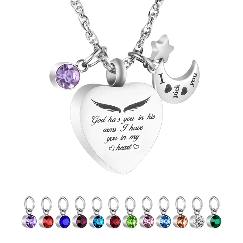 

Dad Stainless Steel Customize Blank Heart Ashes Necklace Cremation Urn Pendant, 50+5cm