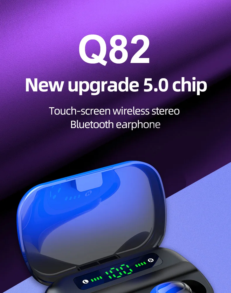 HBQ Q82 V5.0 Mini TWS Wireless Bluetooth Earphone 20H Play Time Wireless Headphones Bluetooth Headset With Mic for Phone - ANKUX.COM
