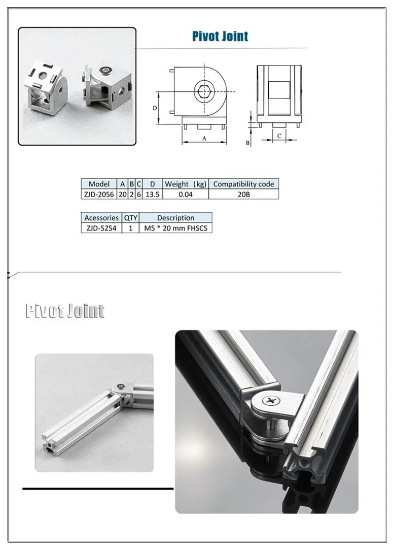 Zjd2023 Aluminum 3030 T Slot Extrusion Accessories Metal Die Cast