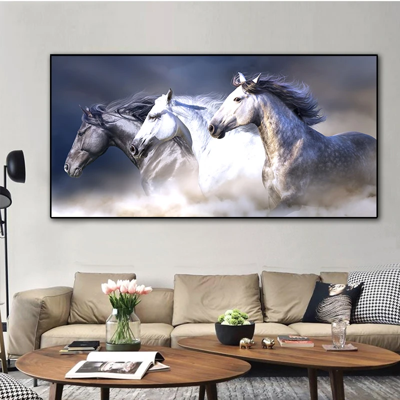 

Three Running Horse Canvas Art Animals Wall Art Posters And Prints Oil Picture For Living Room Home Decor Print Painting