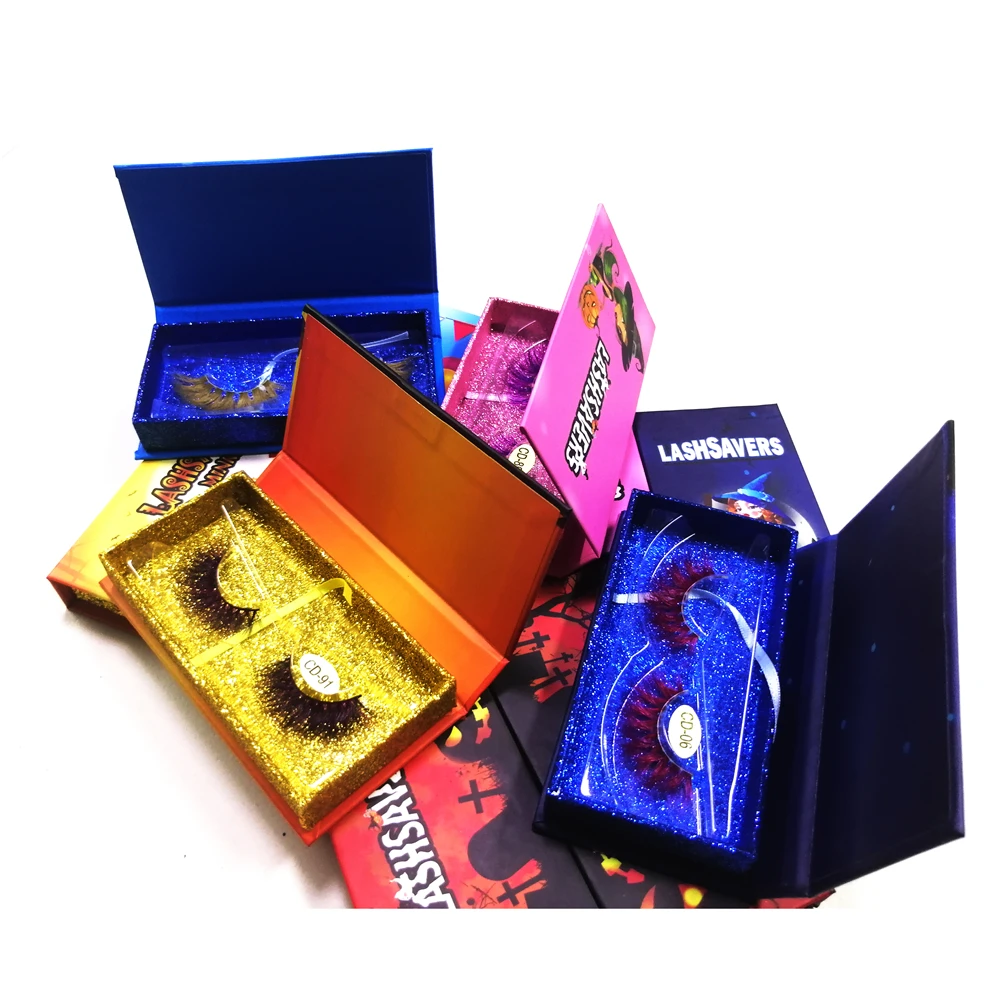 

New Design Wholesale Price Halloween Lashes Colorful False Eyelash Private Label Colored Mink Eyelashes