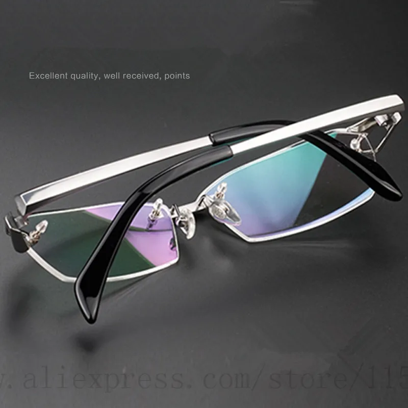 

2021 Fashion Pure Titanium rimless eyeglasses frame Brand designer Men Glasses suit reading glasses optical prescpriton lenses, Custom colors