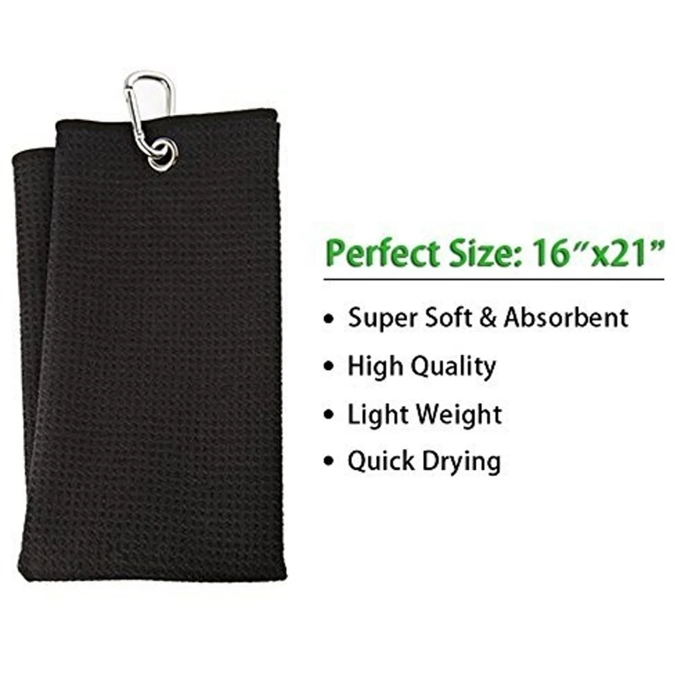Customizable Logo Print Large Waffle Pocket Golf Towels With Carabiner