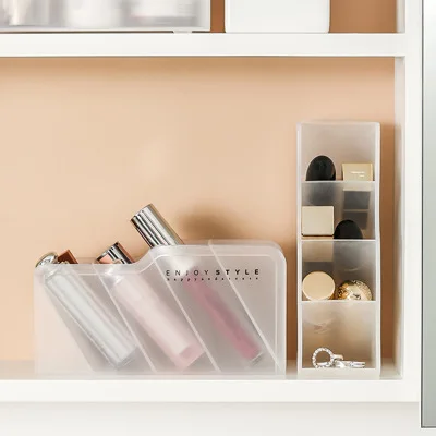 

Desktop Lipstick Storage Box, Multi-grid Lipstick Dust-proof Finishing Display Stand Dressing Table Mirror Cabinet Shelf