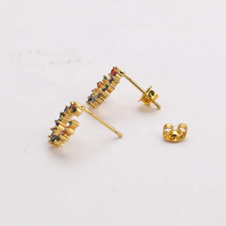 

Women Fashion Jewelry Multi Color Stud Earings Claw Earrings Cross Studs Simple Fashion Colorful Zircon Earrings