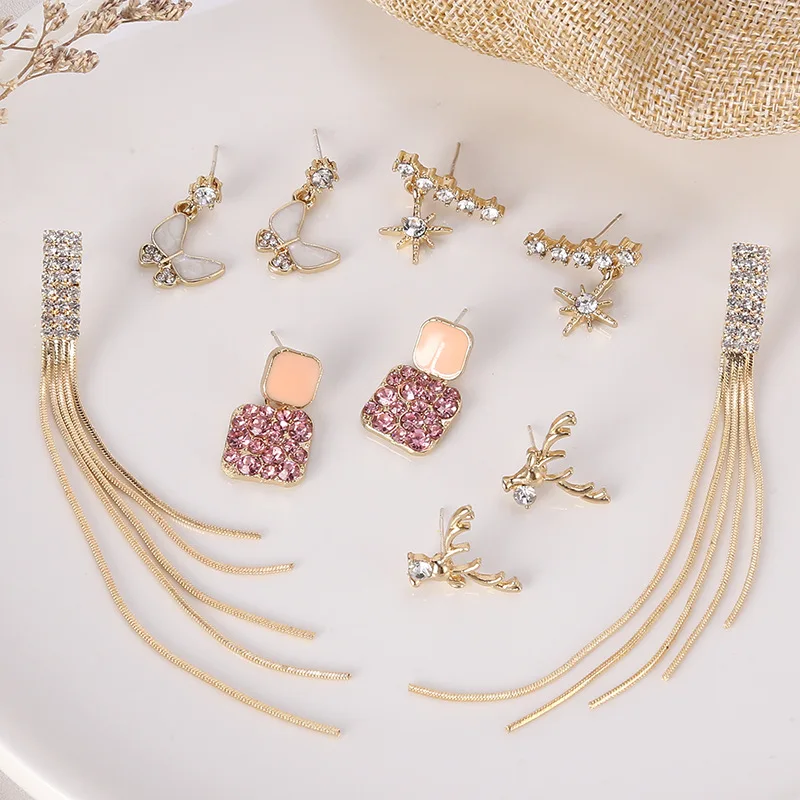 

New Arrival S925 Silver Needle Diamond Antler Earrings Temperament Cute Fruit Flower Rhinestone Earrings For Women, Muliticolor