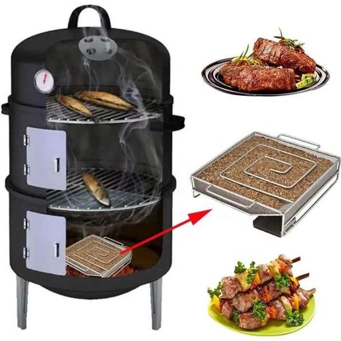 

3 in 1 Portable Charcoal BBQ Grill Smoker 3 layers Tower Vertical Barrel Charcoal barbecue Grill Smoker