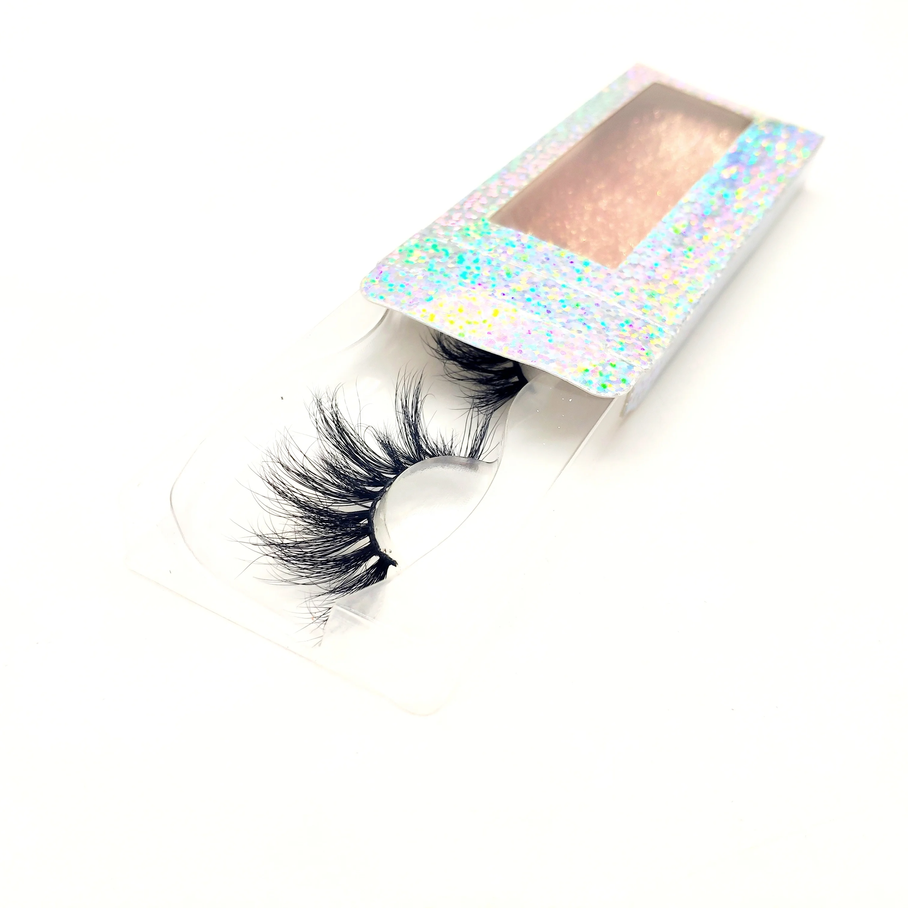 

Custom packaging 5D mink lashes box for 25mm 3D mink eyelashes with eyelash case, Natural black