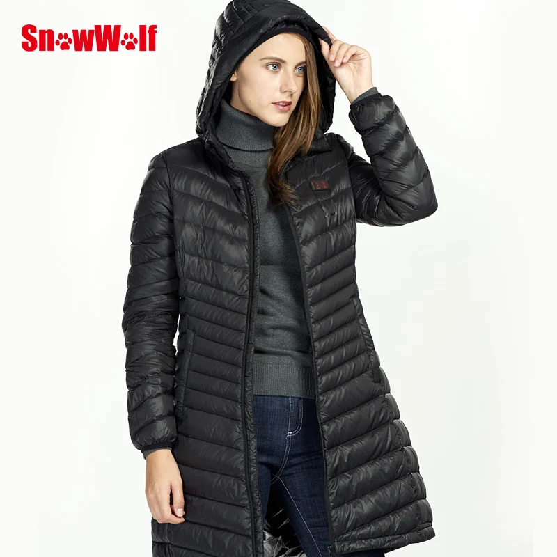 
Women Fashion Warm Heating Electronic Usb Winter Outdoor Camping Long Down Heated Jacket 