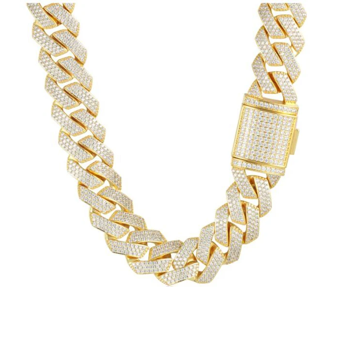 

Miss Jewelry new design  CZ iced out 18k plated gold chain men