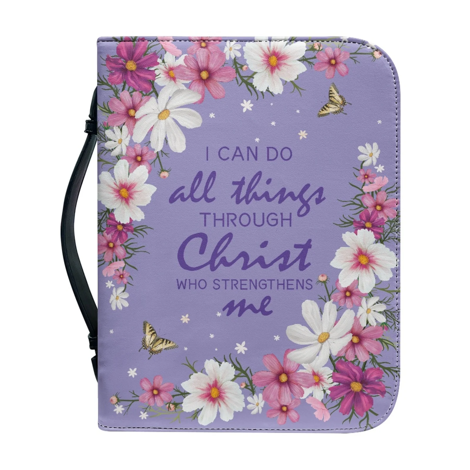 Wholesale Fancy Large Floral Bible Cover Carrying Case Gifts Custom Logo Printing Leather Bible Covers for Women with Pockets