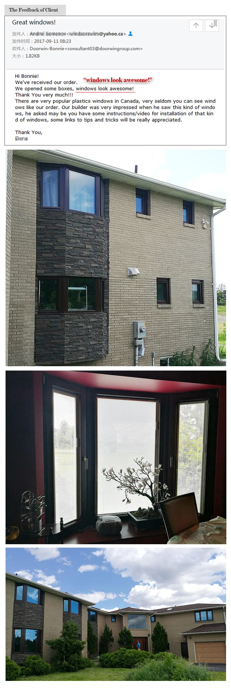 2020 Doorwin wood Exterior Thermal Broken Aluminium interior bay bow garden windows